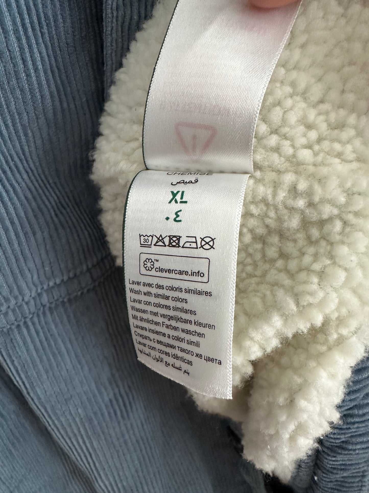 Chemise regular unie velours doublure en sherpa