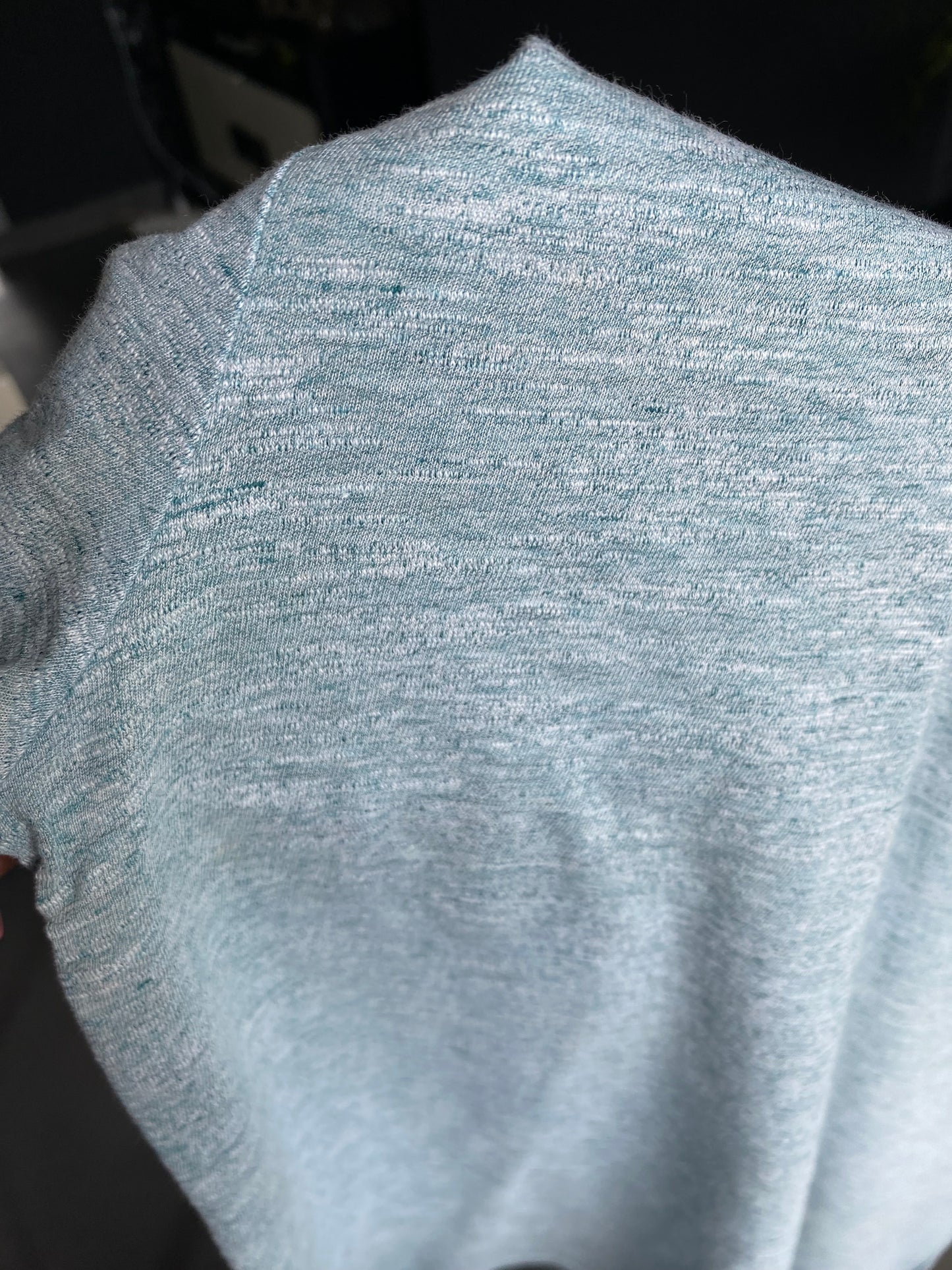 Teeshirt chiné vert turquoise poche noire