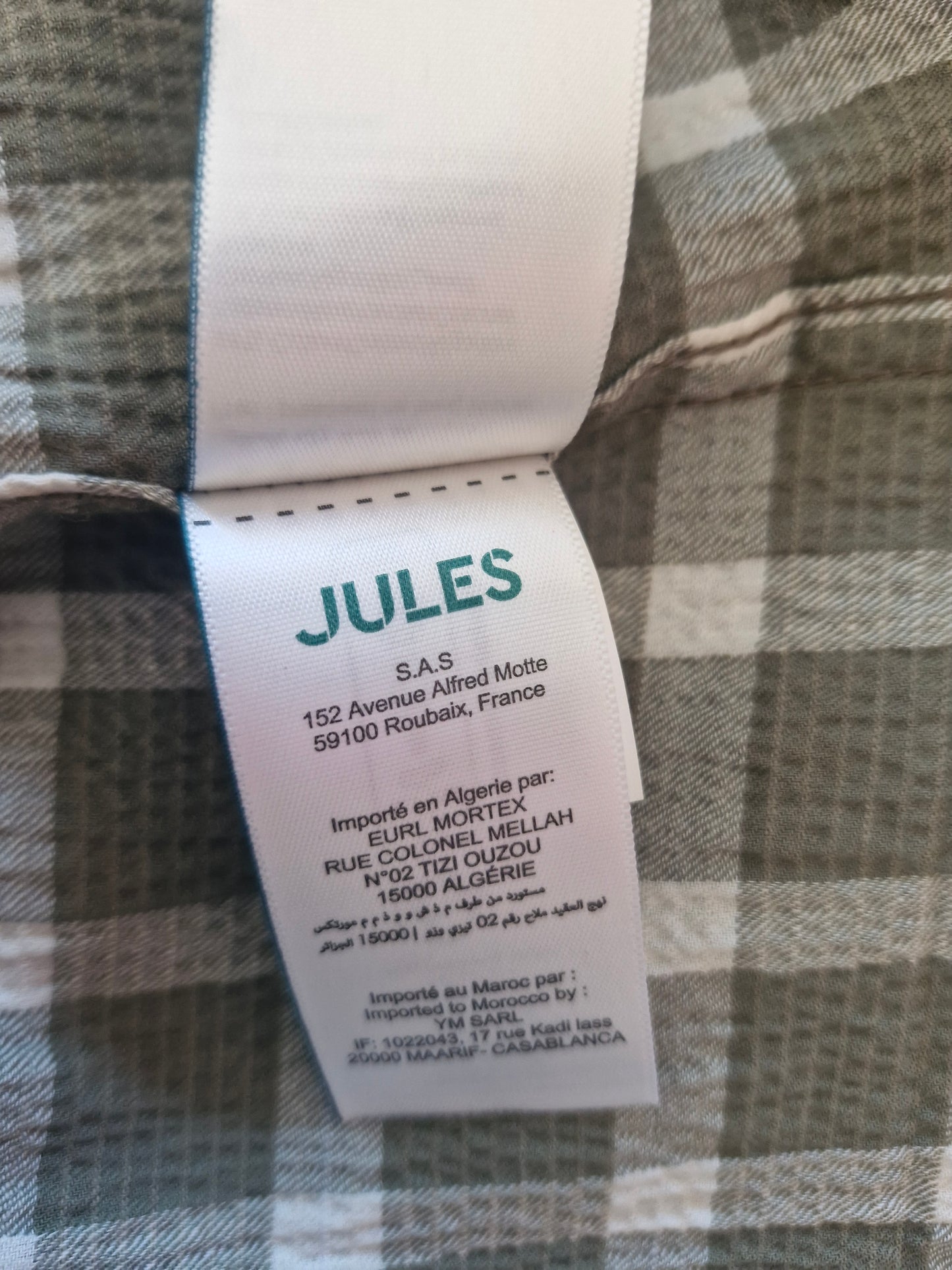 Chemise regular à carreaux en coton biologique