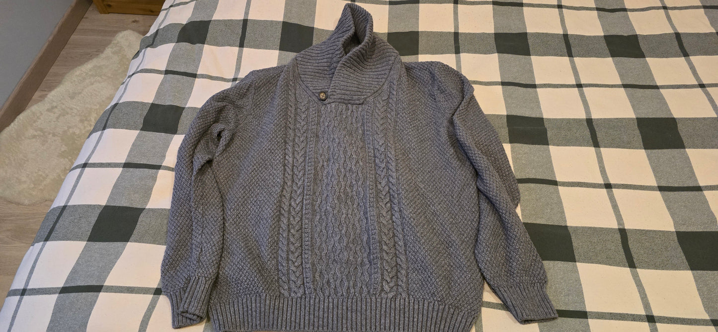 Pull col châle maille torsadée