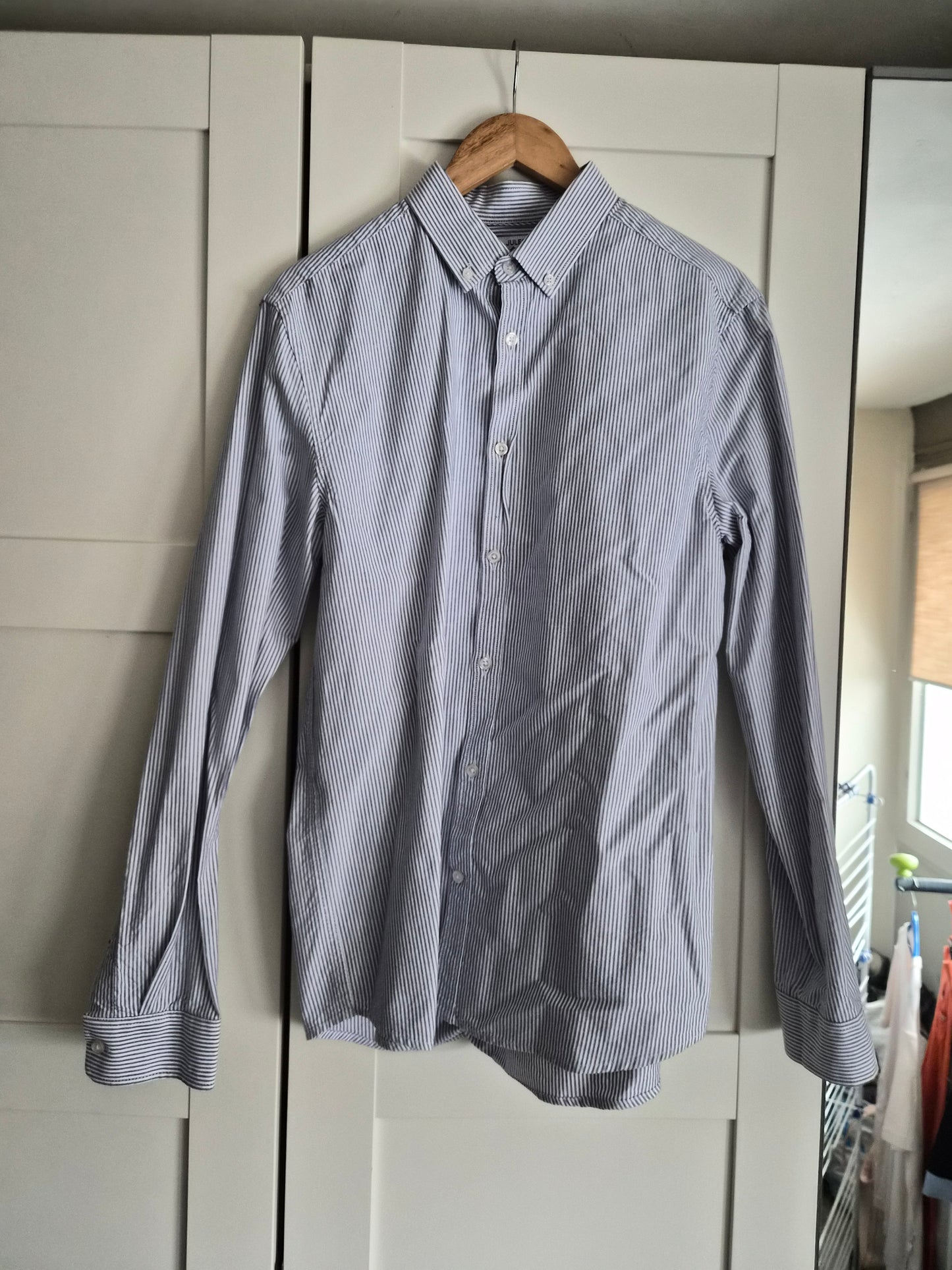Chemise oxford a rayure blanc gris