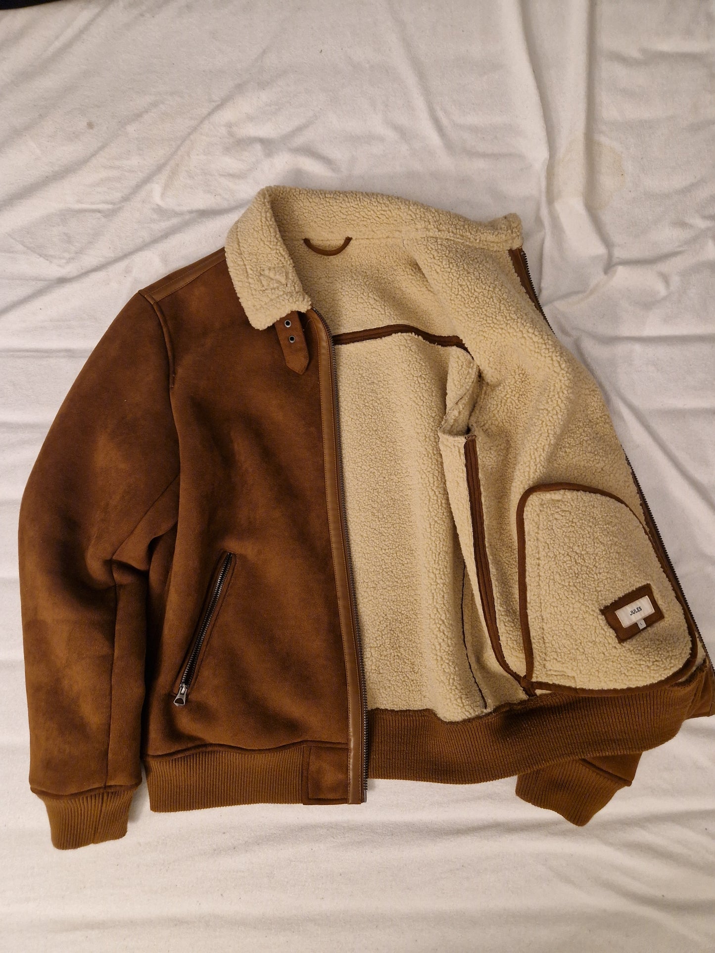 Blouson aspect velours col et doublure en sherpa
