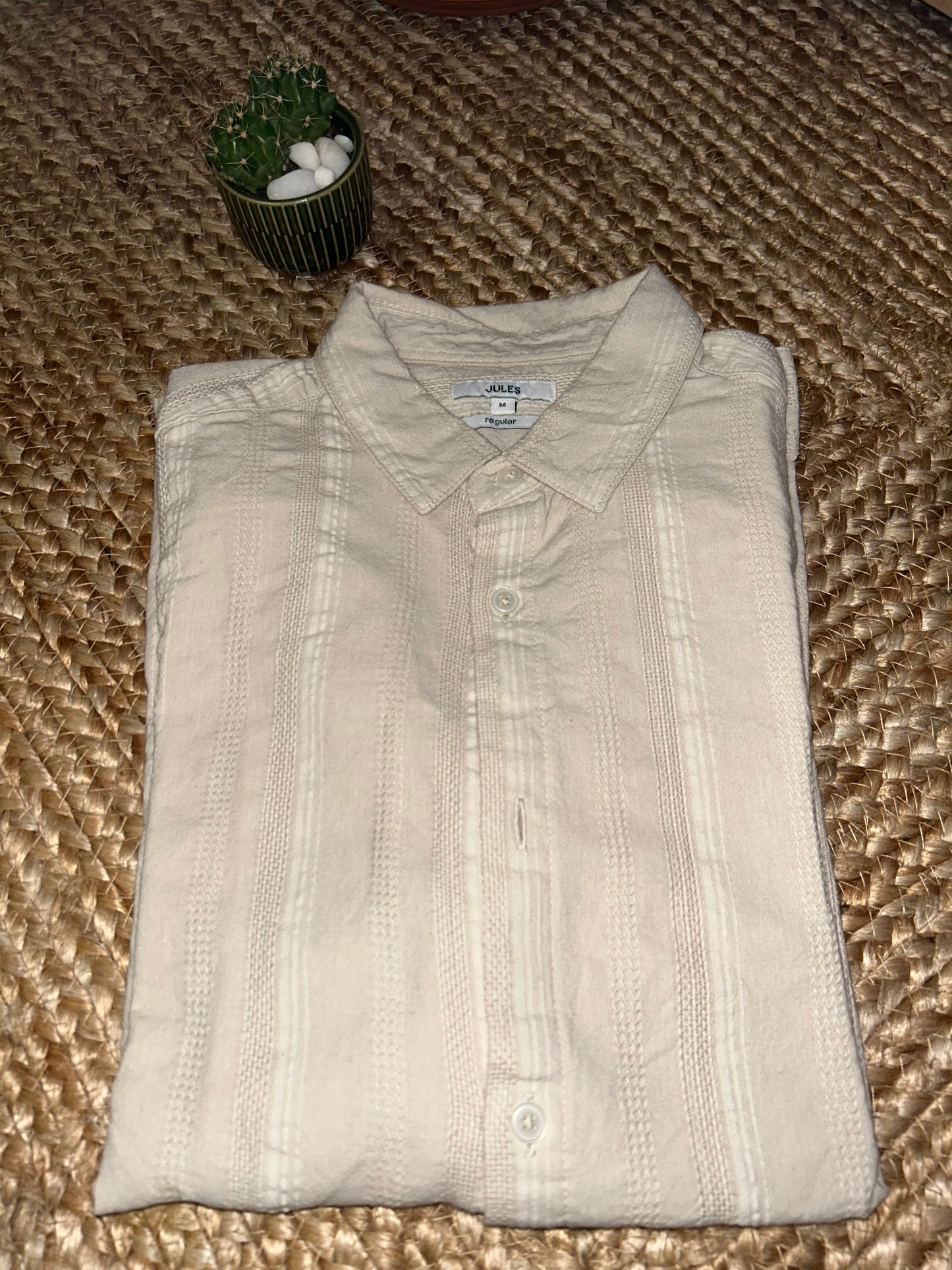 Chemise en coton matière texturée - Beige