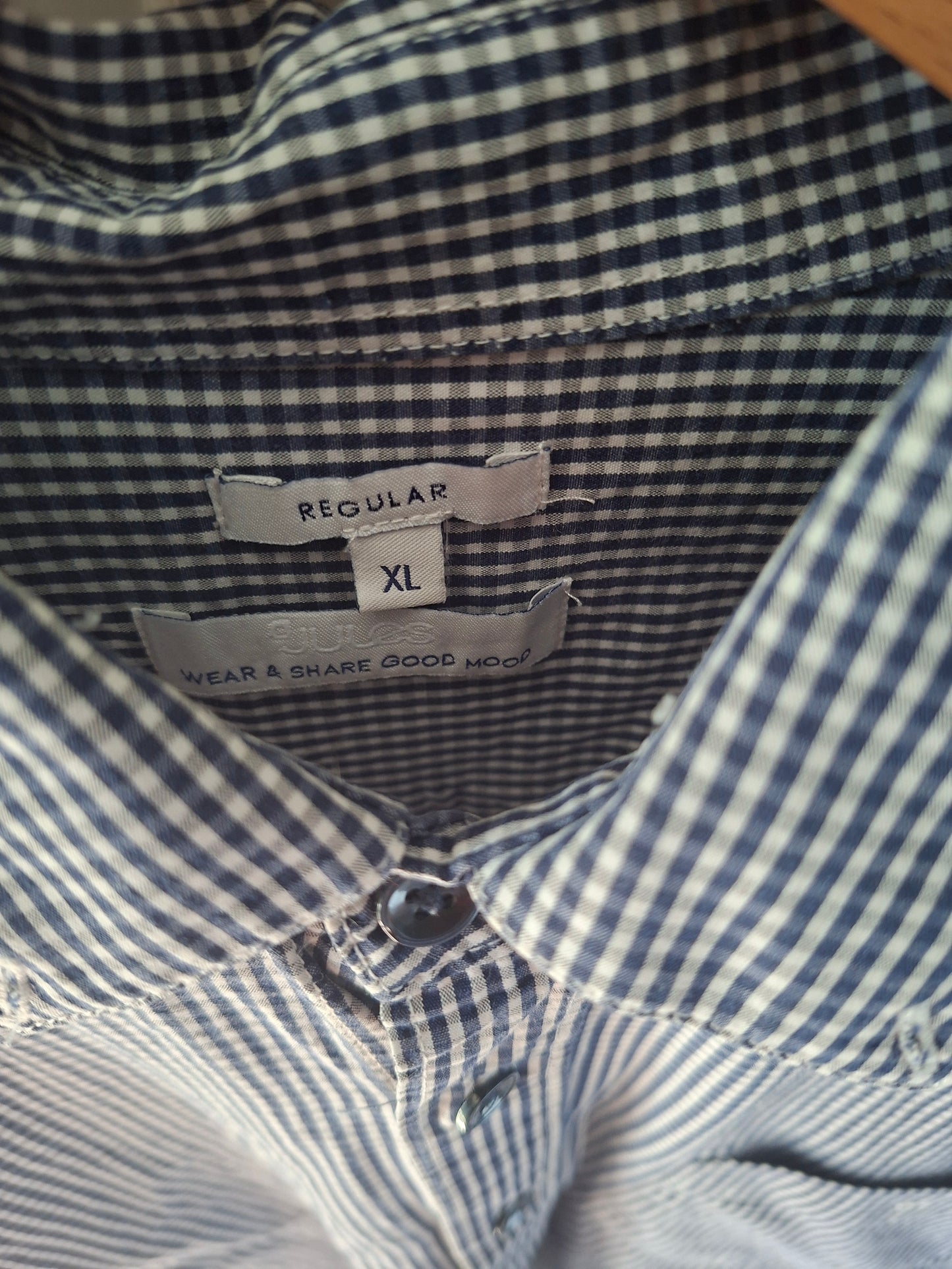 Chemise à carreaux bleus vichy regular Jules taille XL