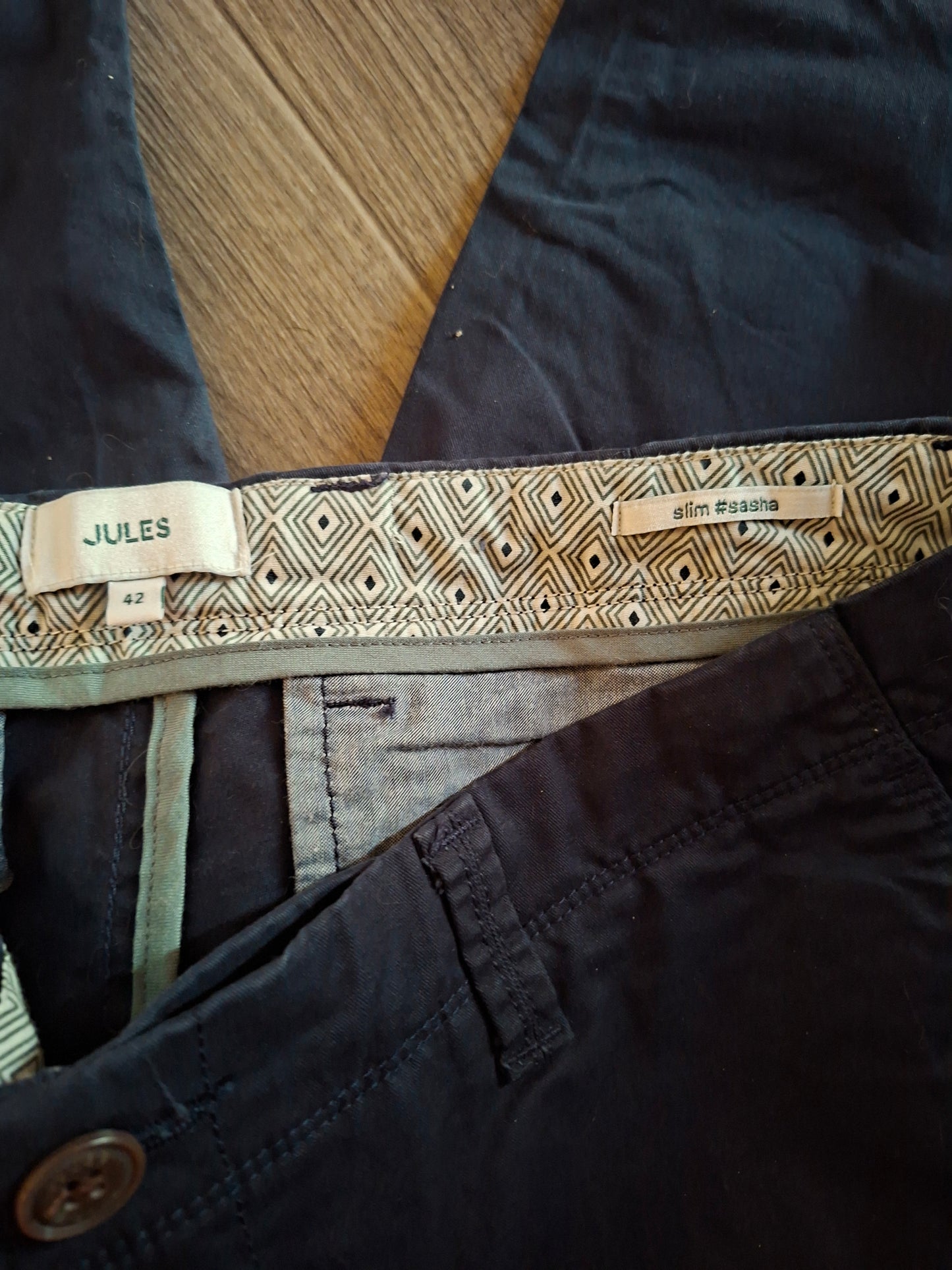 Pantalon chinois slim sasha taille 42 bleu marine w32 l30