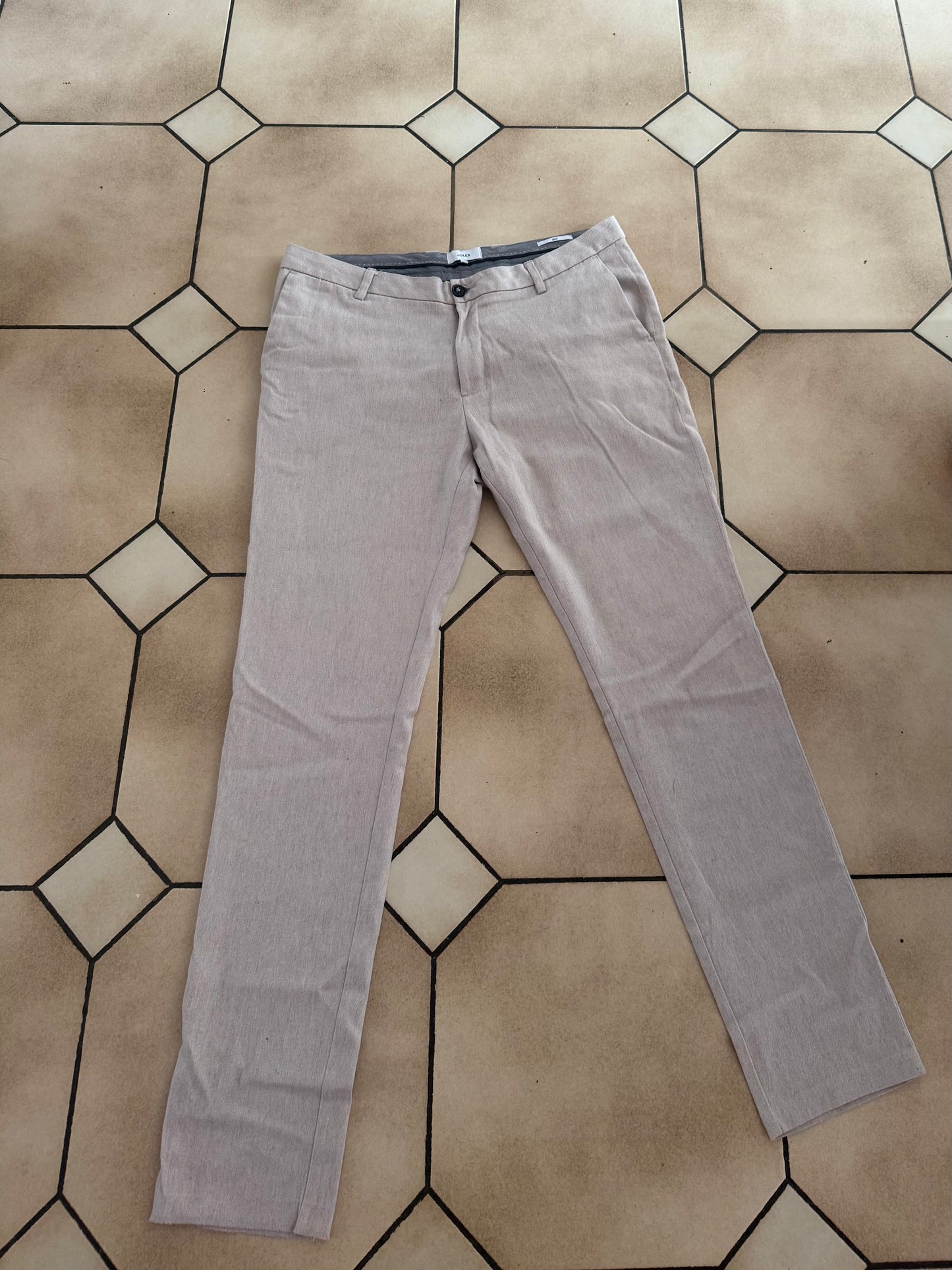 Pantalon slim habillé beige clair/ Taupe