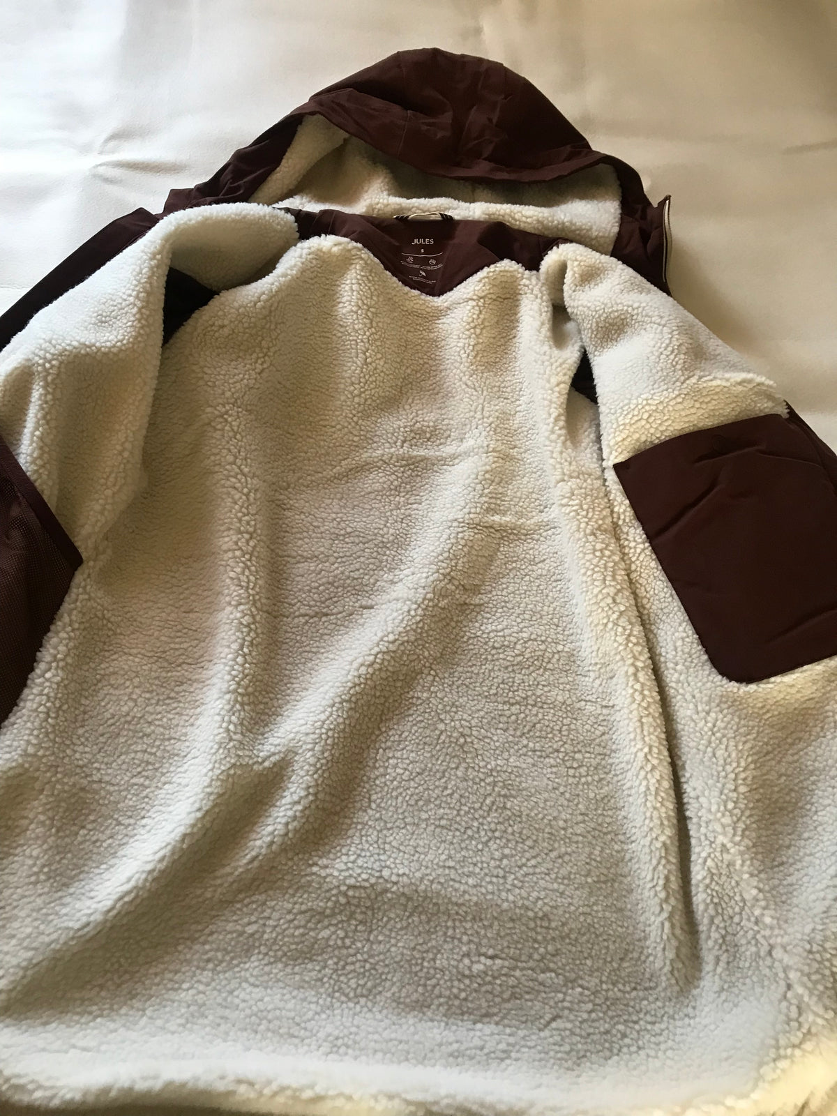 Parka longue à capuche doublée en sherpa, taille S