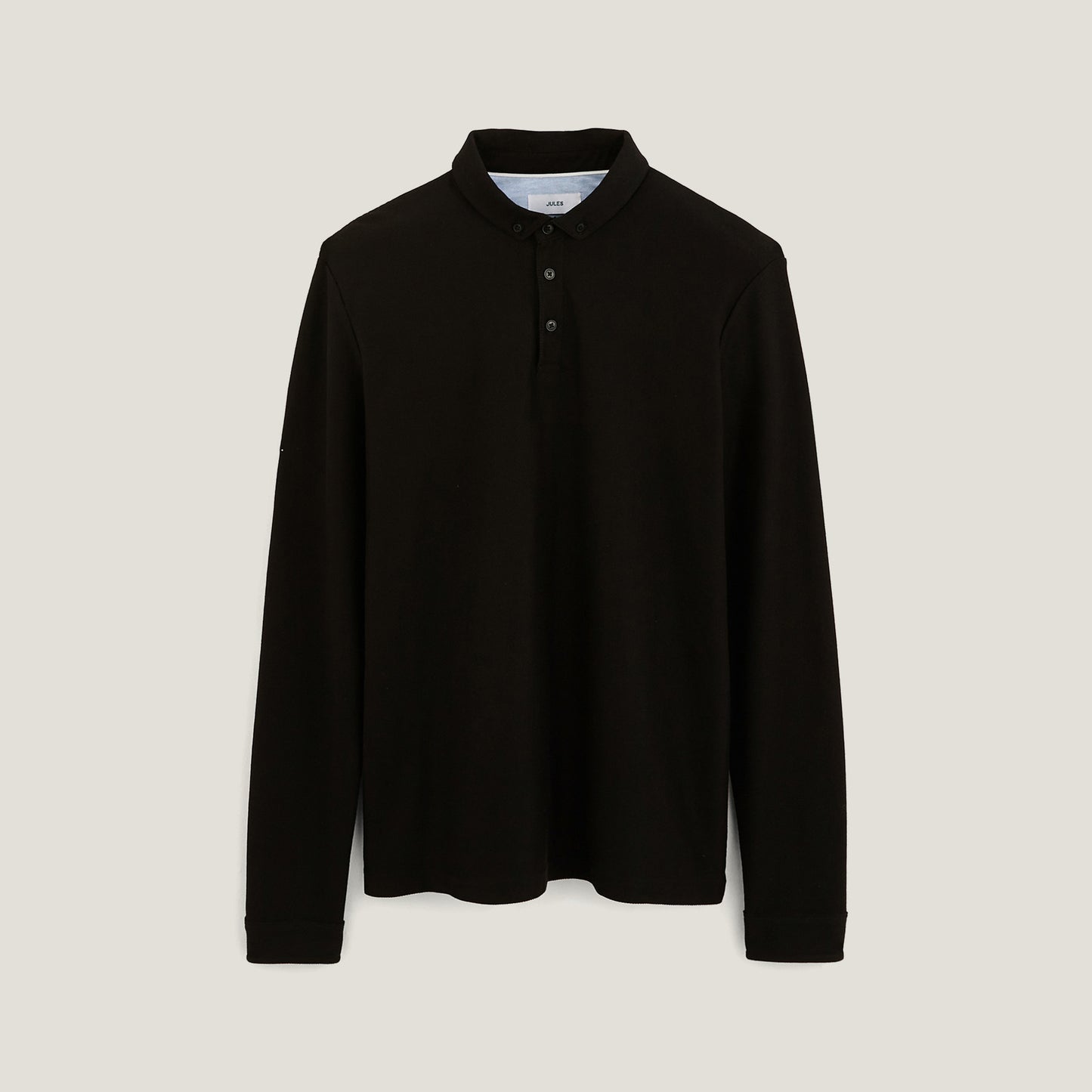 Polo manches longues texturé col boutonné