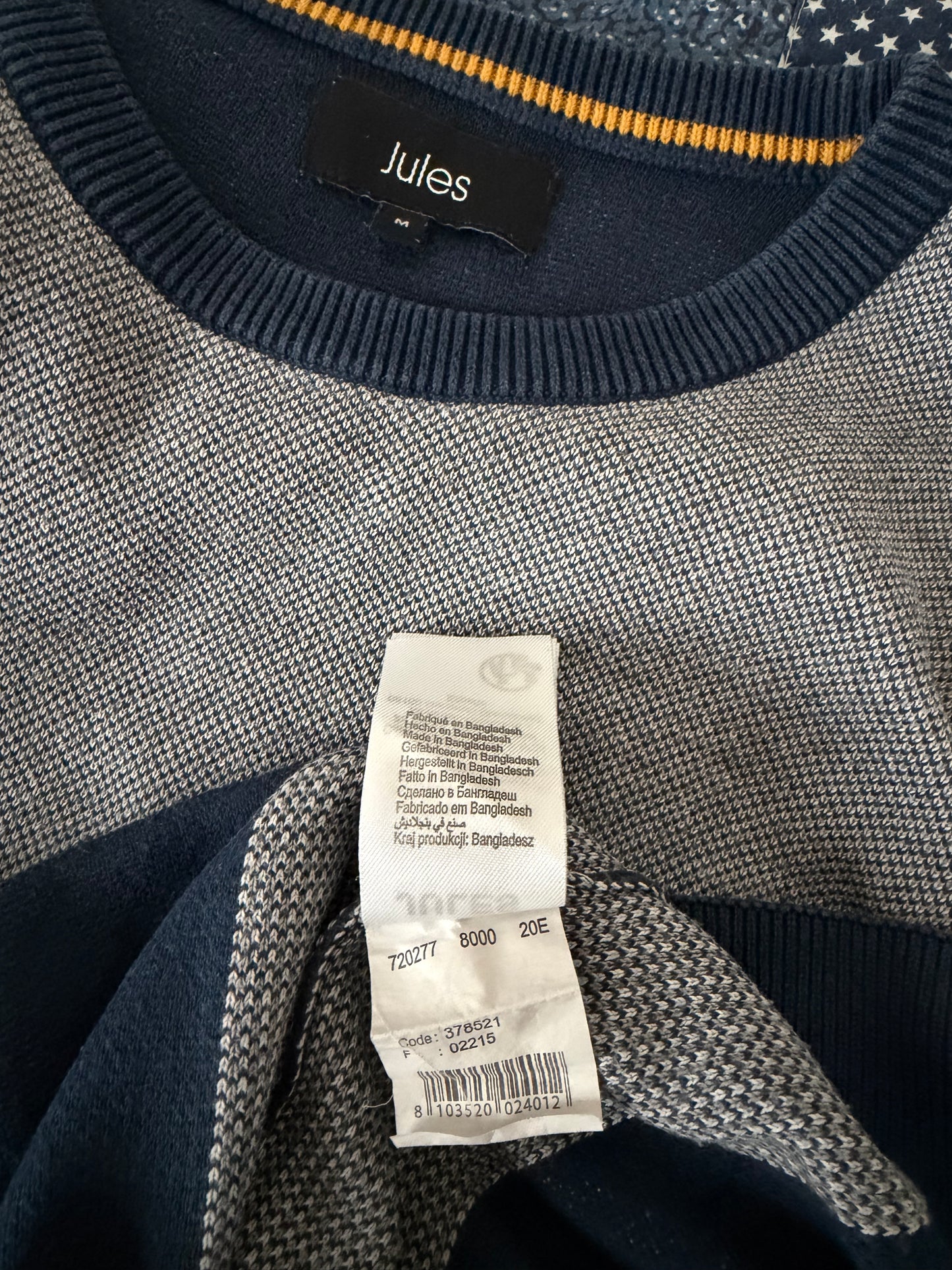 Pull col rond jacquard all-over bandes é