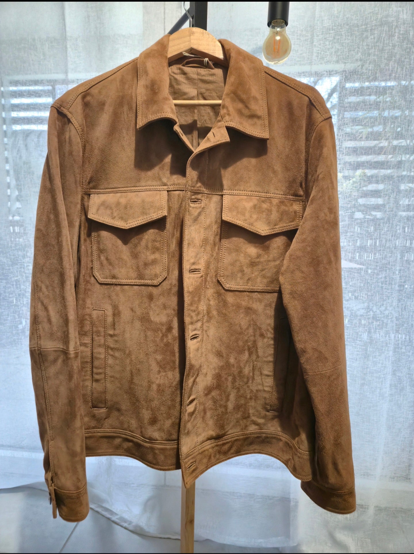 Blouson en cuir col chemise