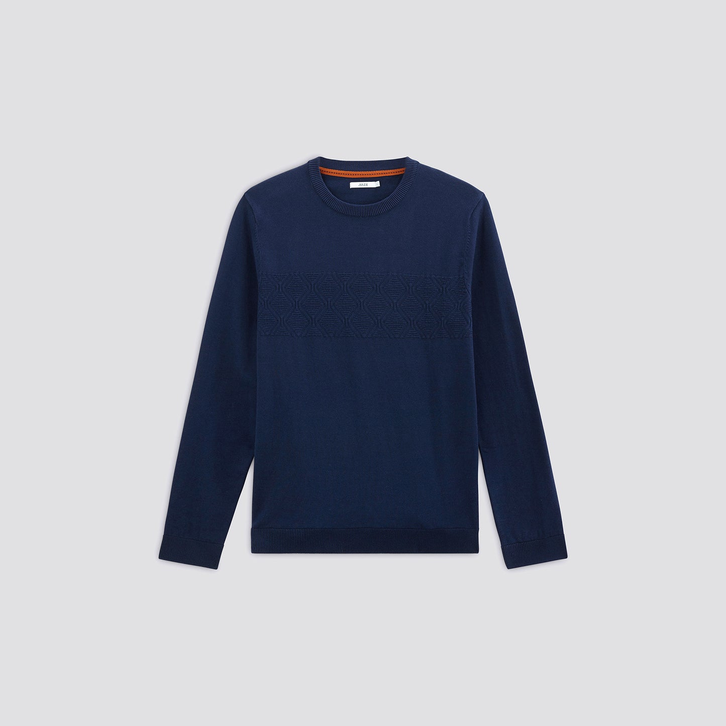 Pull col rond basic broderie poitrine