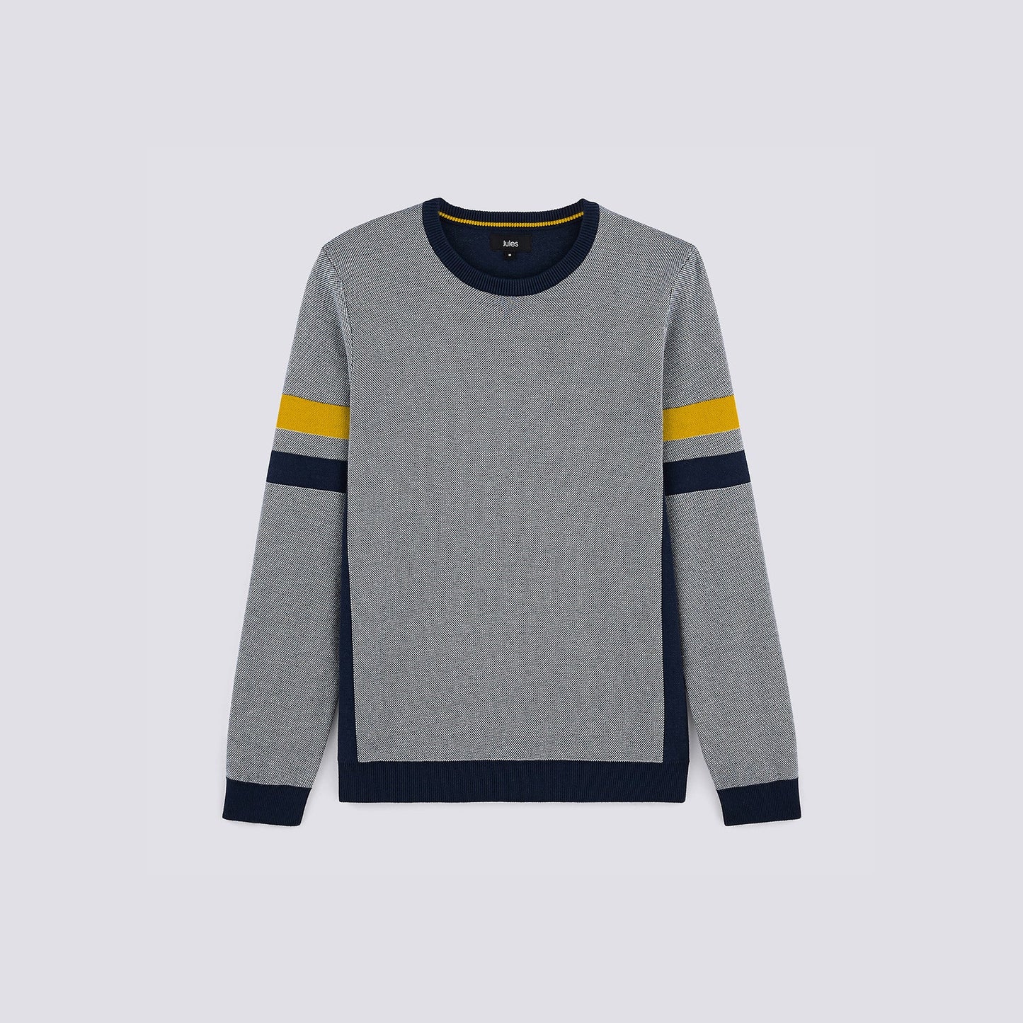 Pull col rond jacquard all-over bandes é