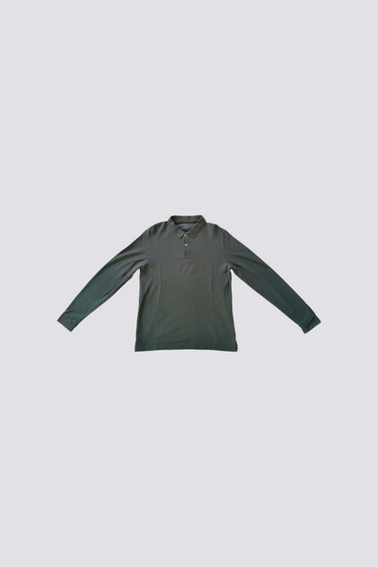 Polo manche longue vert 100% coton