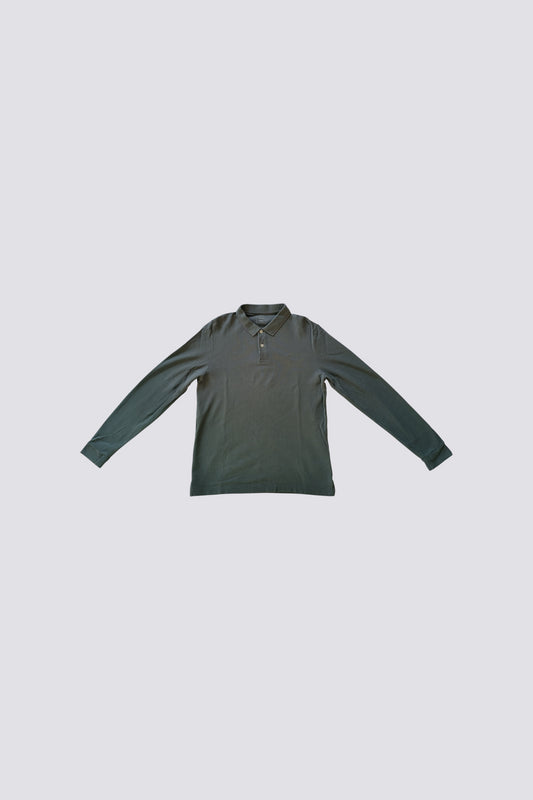 Polo manche longue vert 100% coton