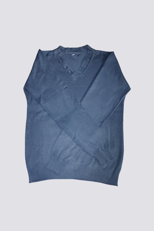 Pull col V bleu marine M