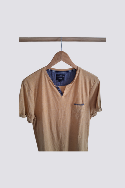T-shirt col tunisien matière chinée
