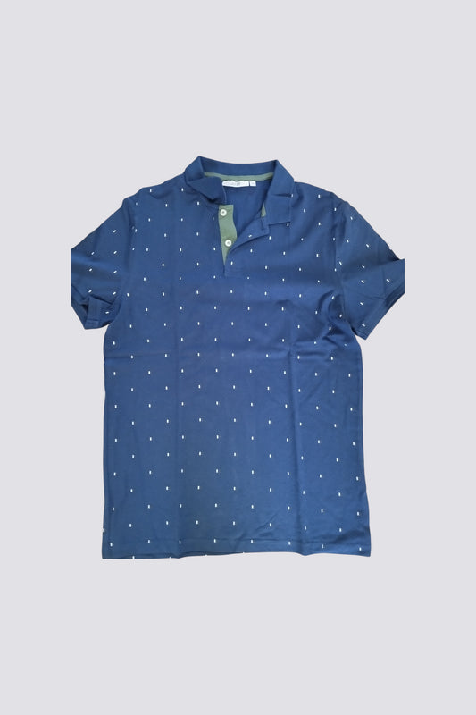 Polo bleu à motifs