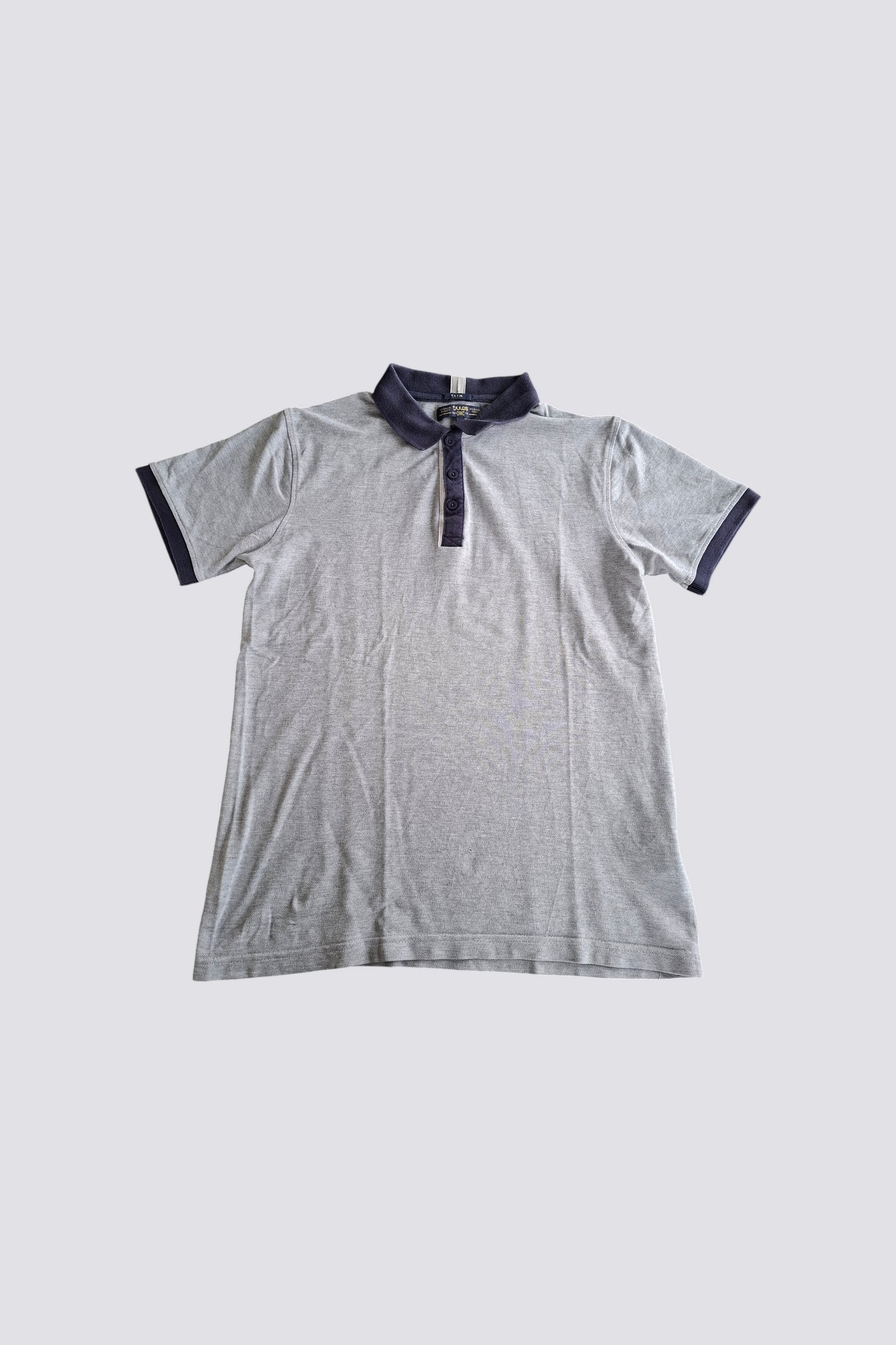 Polo gris col bleu marine