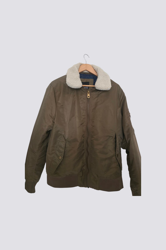 Blouson kaki col en servant amovible