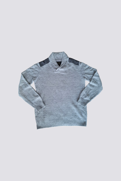 Pull gris mail tressée