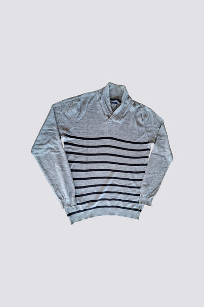 Pull gris a rayure noir