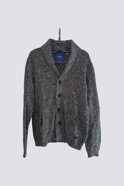 Cardigan boutonné bleu panaché