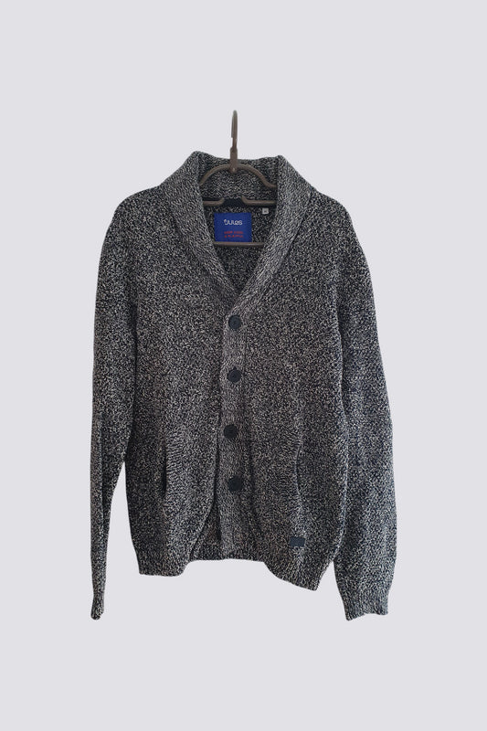 Cardigan boutonné bleu panaché