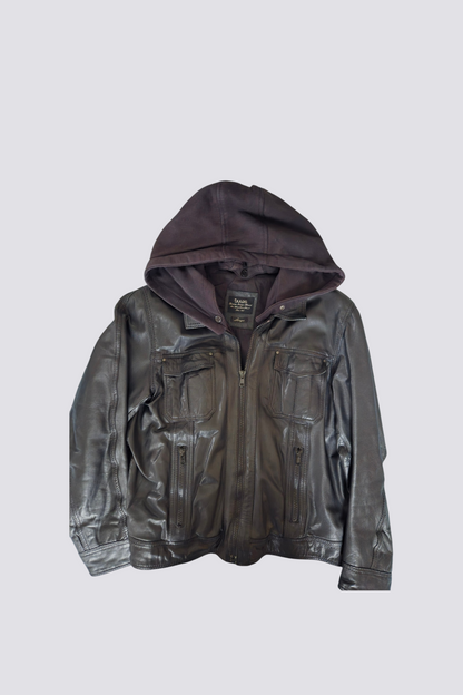 Blouson cuir doublé noir