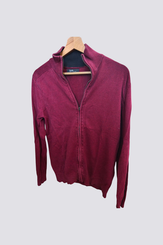 Pull zippé bordeaux
