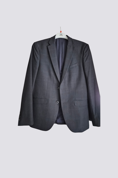 Veste de costume bleu foncé a carreaux