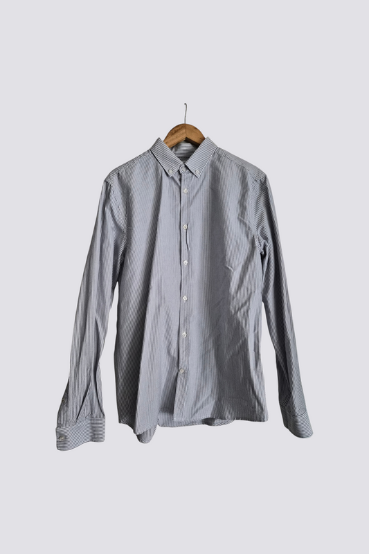 Chemise oxford a rayure blanc gris