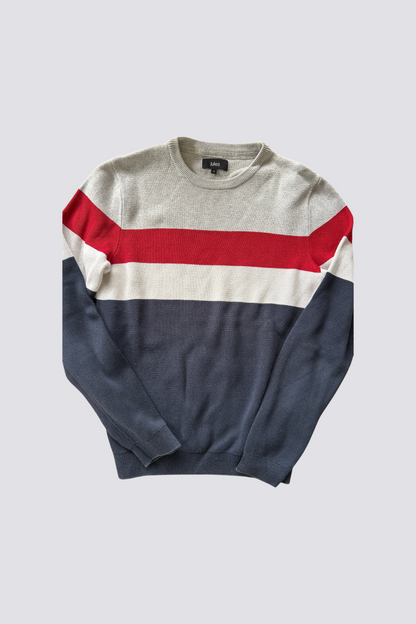 Pull col rond colorblock finition bord c
