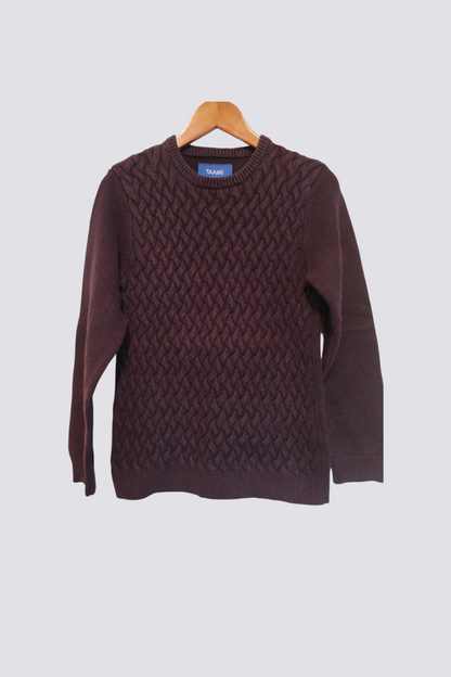Pull torsadé - couleur lie de vin -M