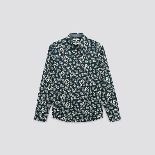Chemise slim imprimé floral coton