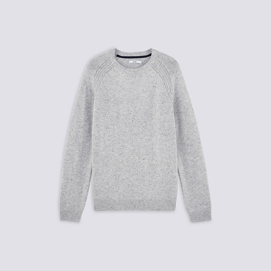 Pull col rond moucheté