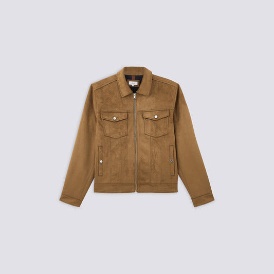 Blouson suédine col chemise