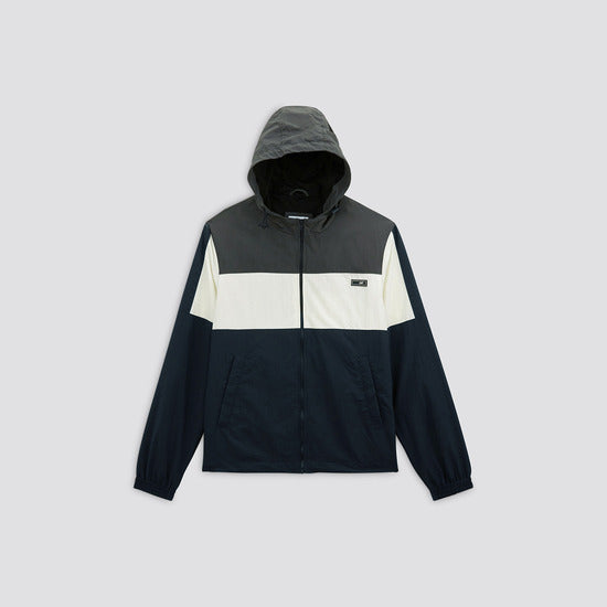 Blouson nylon colorblock à capuche