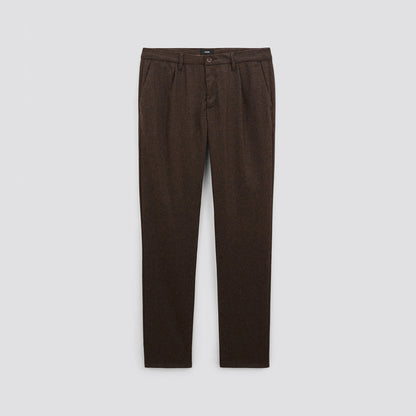 Pantalon chino slim à plis contenant de la laine