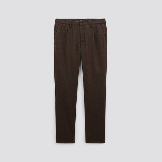 Pantalon chino slim à plis contenant de la laine