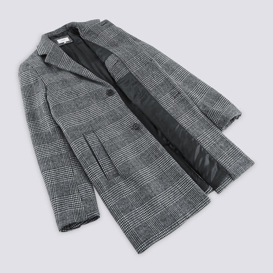 Manteau carreaux - Gris clair