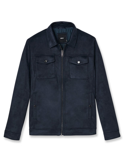 Blouson suédine col chemine