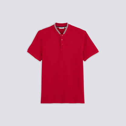 Polo manches courtes piqué et col teddy
