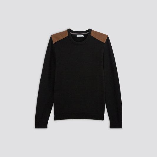Pull col rond patch épaule