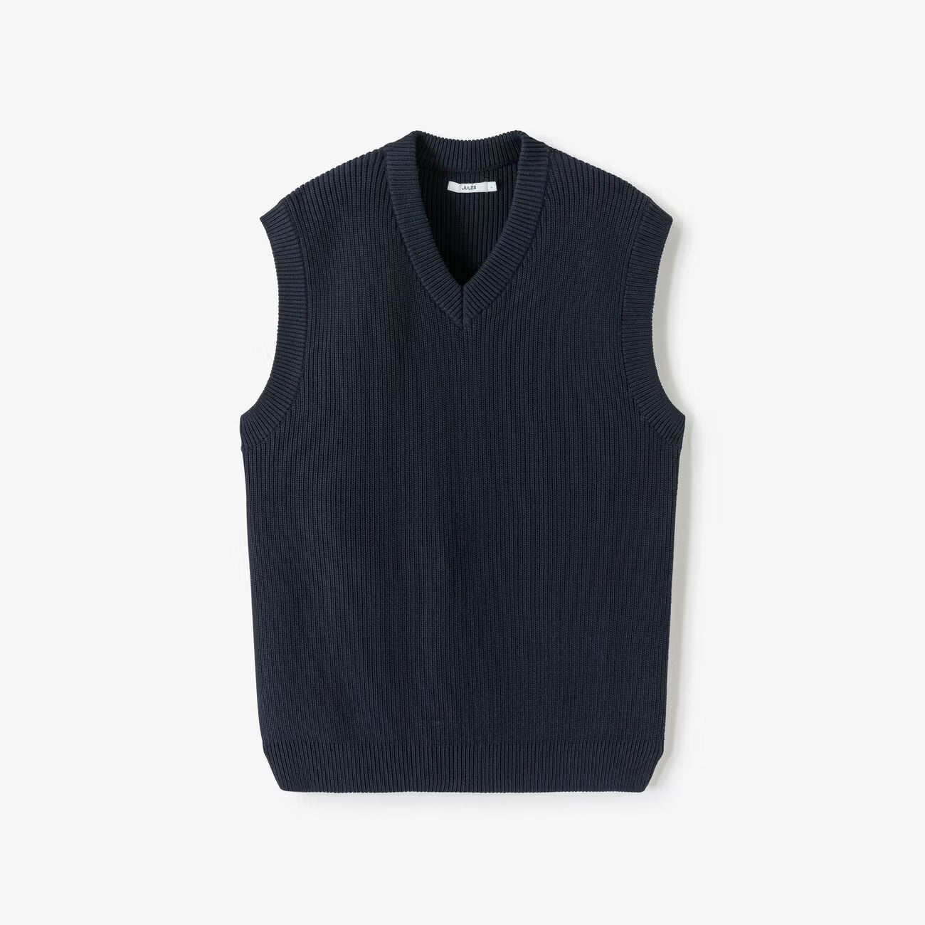 Pull col v sans manches relax - Bleu moyen