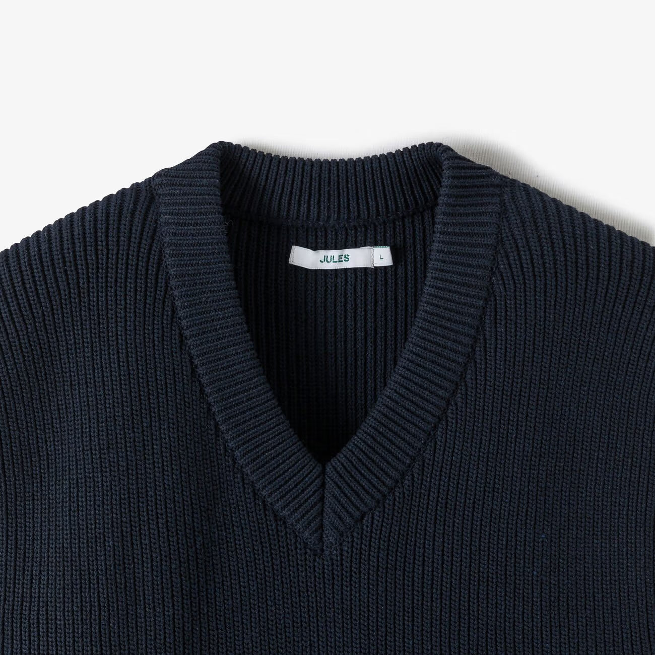 Pull col v sans manches relax - Bleu moyen