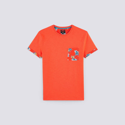 Tee shirt uni manches courtes détail imp