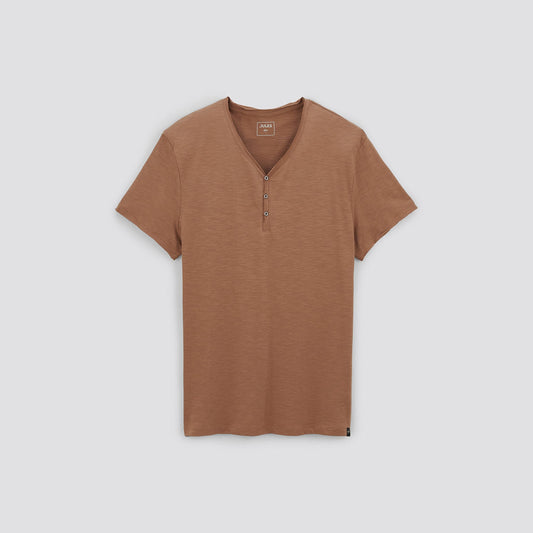 Tee shirt col tunisien matière flammée