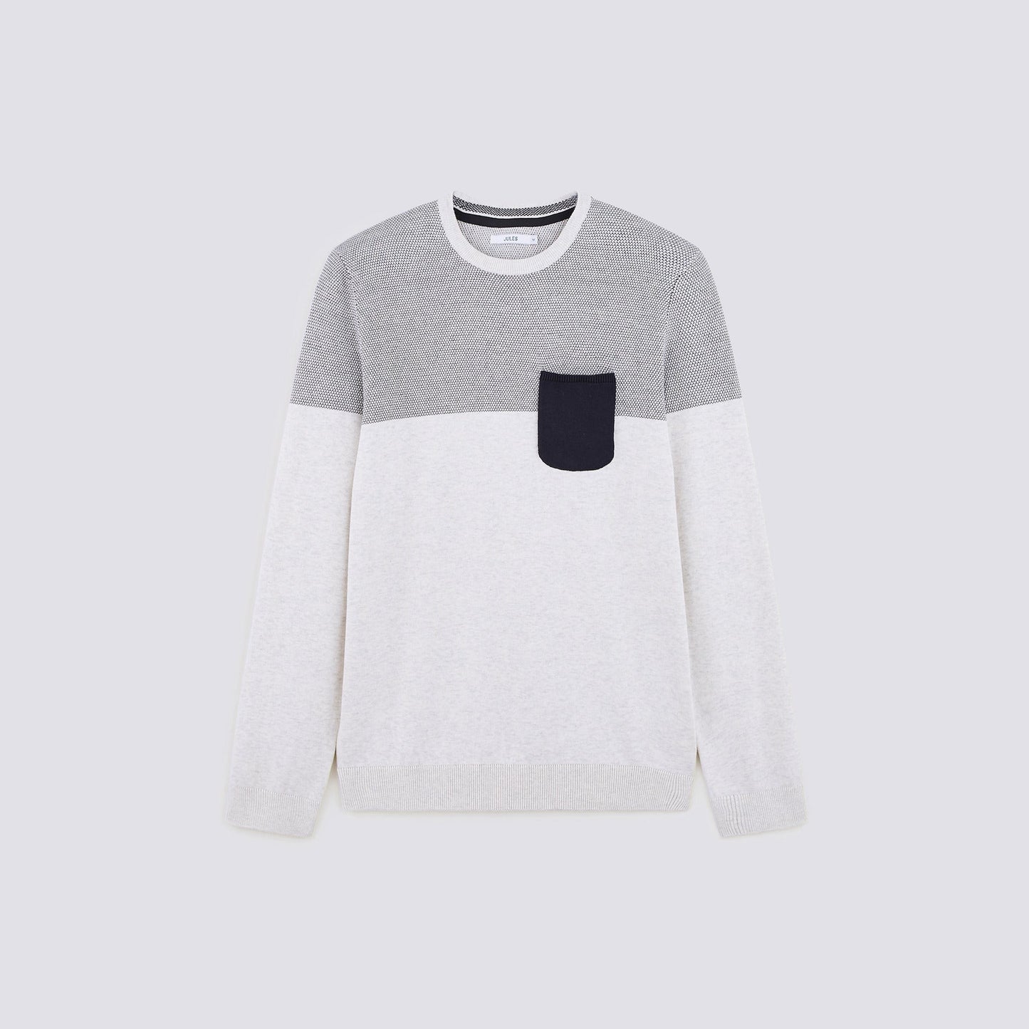 Pull color block bicolore jeu de points