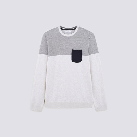 Pull colorblock avec poche poitrine