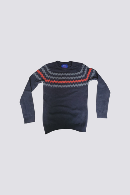 Pull jacquard tricolore
